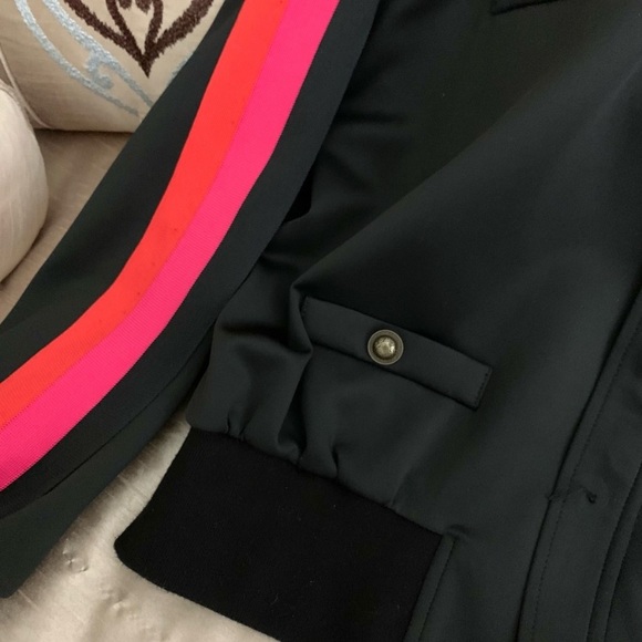 PAM & GELA Aviator Track Colorblock Striped Sleeve Bomber Jacket - Picture 7 of 13